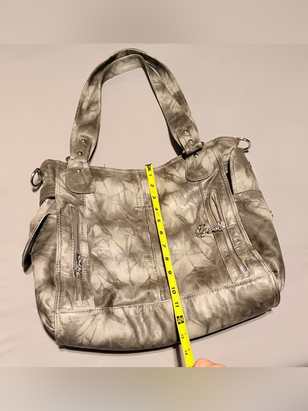Angel Kiss Metallic Silver Tie-Dye Shoulder Bag - Picture 8 of 15